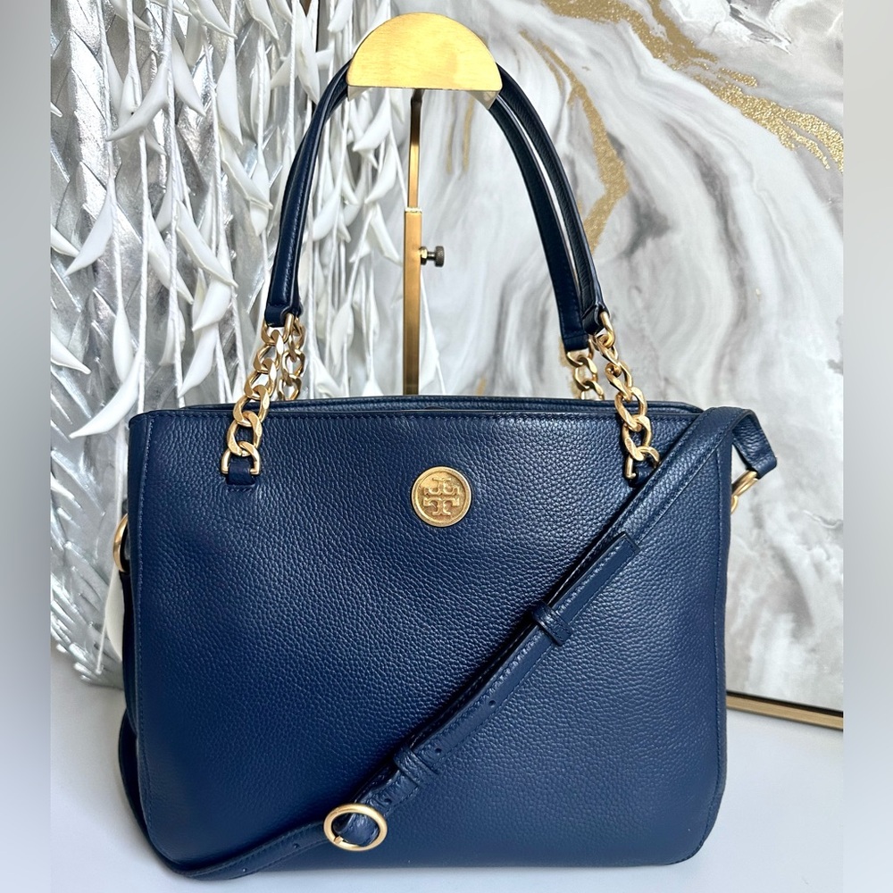 EUC TORY BURCH RARE MASON TRIPLE-COMPARTMENT SATCHEL with COA - Picture 1 of 15
